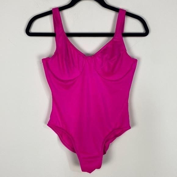 Vintage island native bubble gum pink Barbie one piece swimsuit scoop back - Picture 1 of 5